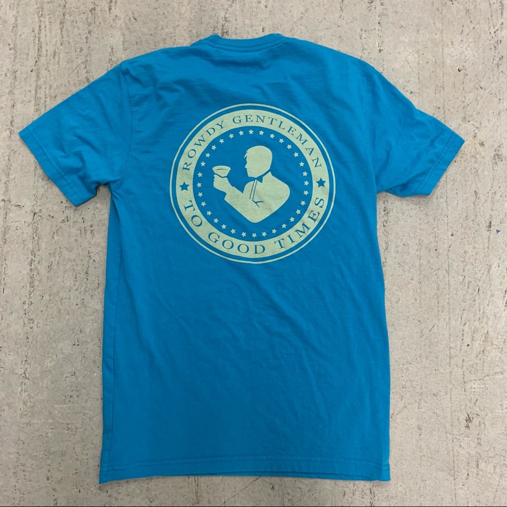 Rowdy Gentleman Men's Medium Original Logo Pocket T-Shirt Blue Teal  M